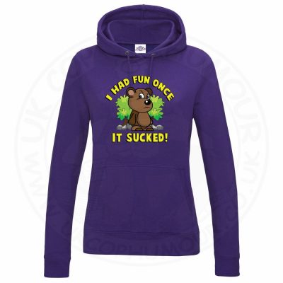 Ladies HAD FUN ONCE IT SUCKED Hoodie - Purple, 18