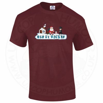 Mens OLD ST NICKED T-Shirt - Maroon, 2XL