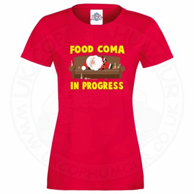 Ladies FOOD COMA IN PROGESS T-Shirt - Red, 18
