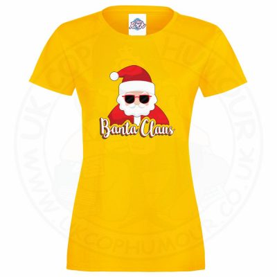 Ladies BANTA CLAUS T-Shirt - Yellow, 18