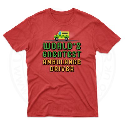 Mens World Greatest Ambulance Driver T-Shirt - Cherry Red, 2XL
