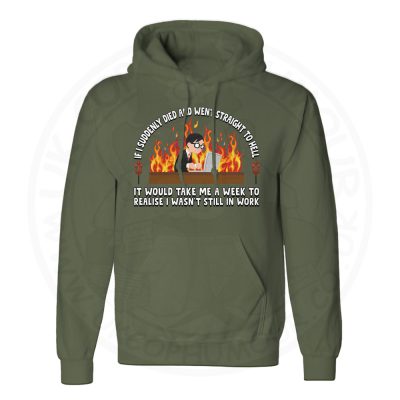Unisex STRAIGHT TO HELL Hoodie - Olive Green, 2XL